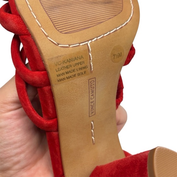 VINCE CAMUTO | Kaniana Red Suede Strappy Heels | 7.5 - Picture 7 of 13